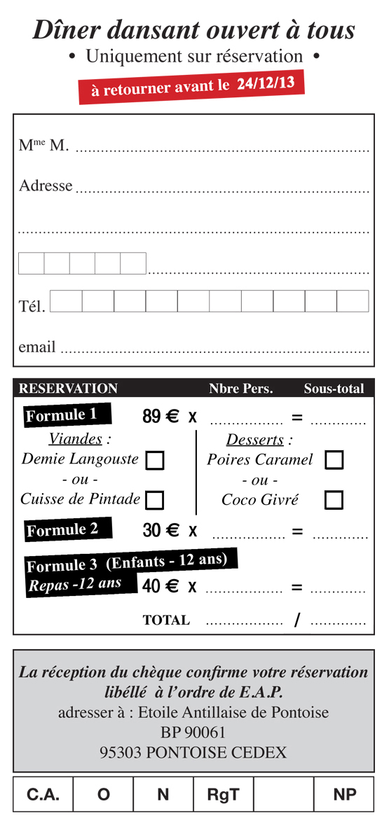 Réservez par courrier